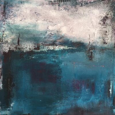 Bild von Dagmar M&uuml;nch abstrakte Malerei mit blauen und wei&szlig;en Farben