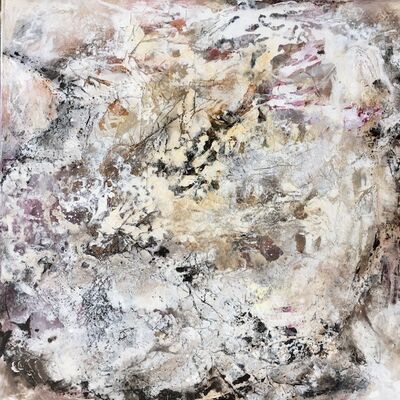 Abstraktes Bild von Dagmar M&uuml;nch in den Farben wei&szlig; und braun