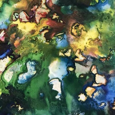 Ein Bild von Ute Pfeiffer, viele bunte Farben sind auf einem Bild vermischt worden. Die einzelnen Farben sind noch sichtbar.