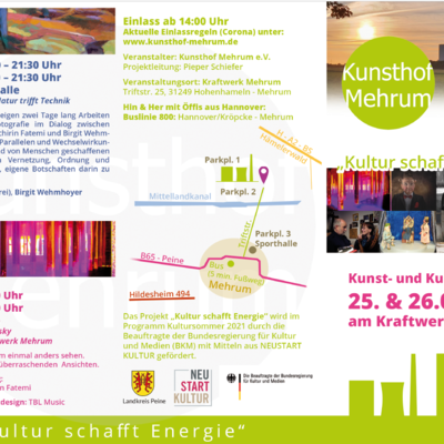 Das Faltblatt des Projektes "Kultur schafft Energie" des Kunsthofes Mehrum