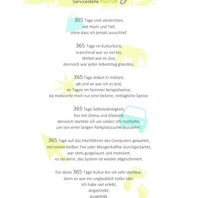 Hier hat Melina da Silva Hentis ein Gedicht zu ihrer Zeit in der Servicestelle Kultur geschrieben.